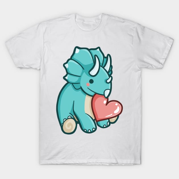 Cute Triceratops with heart, Dino, Dinosaur T-Shirt by hugadino